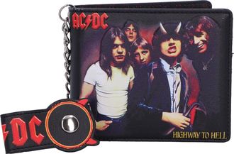 Nemesis Now ACDC Highway to Hell Wallet 9.3cm, PU Leather, Jet Black, Officially Licensed ACDC Merch, Highway to Hell Bi-Fold Wallet, Multiple Card Slots, Durable