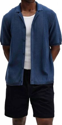 Wax London Ivy Cotton Knit Shirt In Washed Blue