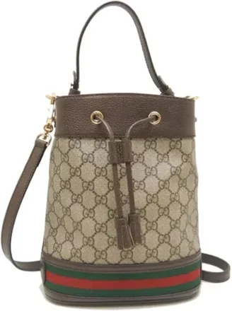 Gucci Pre-owned Bucket Bags, female, Brown, Size: ONE SIZE Pre-owned Fabric gucci-bags