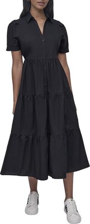 DKNY Dkny Button Front Poplin Tiered Dress