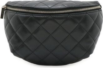 Chanel Matelasse Black Leather Fanny Pack (Pre-Owned)