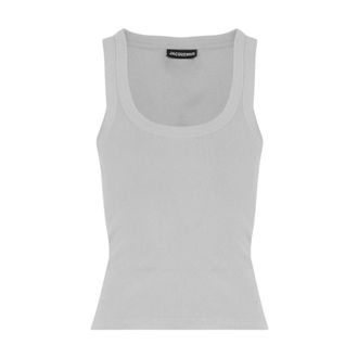 Jacquemus Tops, Dames, Wit, M, Katoen, Gros Grain Katoenen Tanktop
