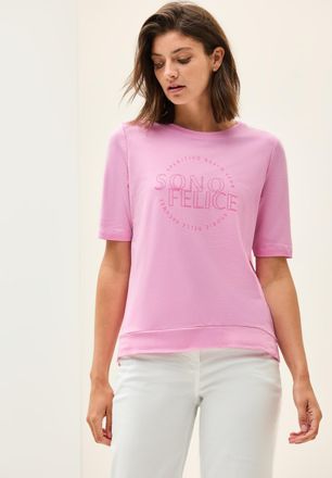 Cecil T-Shirt CECIL, Damen, Gr. L (42), rosa (cherry blossom pink), Obermaterial: 48% Baumwolle, 48% Modal, 4% Elasthan, bedruckt, regular fit taillenbedeck