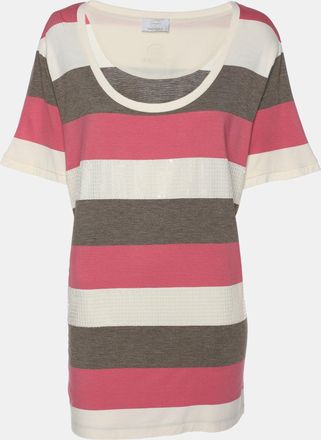 Marina Rinaldi Voyage By Marina Rinaldi Muticolor Striped Cotton Sequin Tops