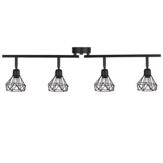 Beliani Conjunto De 4 L&aacute;mparas De Pared De Metal Negro Pantalla Jaula Brazos Erma