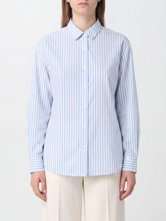 MC2 Saint Barth Striped Cotton Shirt with Long Sleeves and a Curved Hem