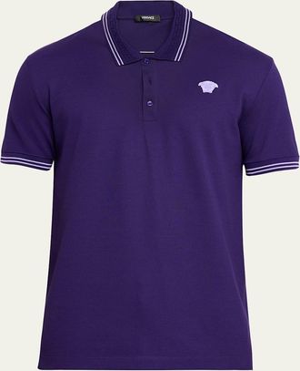 Versace Mens Pop Medusa Tipped Polo Shirt