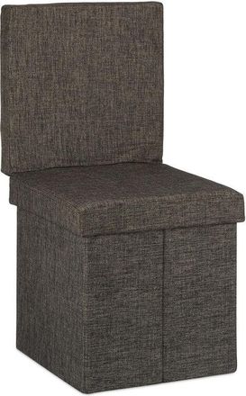 Relaxdays Relaxdays Folding Storage Ottoman w/ Back, Size 73 x 38 x 38 cm Footstool Linen Bench with Removable Lid, Brown