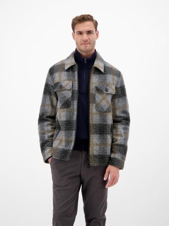 Lerros Blusenjacke LERROS, Herren, Gr. XXL, platinum grau, Web, Obermaterial: 100% Polyester, kariert, normal h&uuml;ftbedeckend, Rundhals, Jacken Blusenjacke, Ov