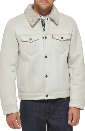 Levi's Levis Faux Shearling Lined Trucker Jacket in Cream at Nordstrom, Size Large