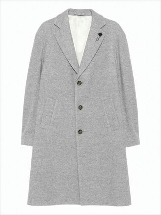 Lardini Mid-Length Tailored Coat With Notch Lapel And Heathered Texture