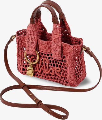 Chlo&eacute; Womens Crossbody Bag Summer Banana Red Raffia Shoulder