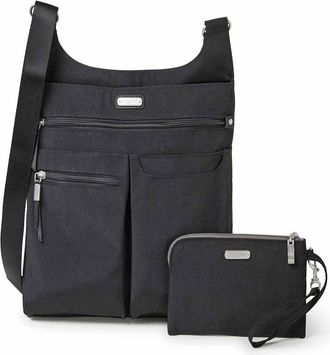 Baggallini Womens On Track Zip Crossbody Bag with RFID Phone Wristlet