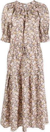 Polo Ralph Lauren floral-print poplin midi dres - women - Cotton - 2 - Neutrals