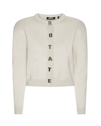Rotate Cropped Firm Knit Cardigan with Ribbed Edges