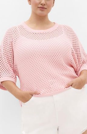 City Chic Open Stitch Sweater in Peachy at Nordstrom, Size Xxl