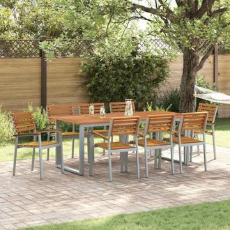 vidaXL Conjunto De Comedor De Jard&iacute;n 5 Pcs Gris Y Marr&oacute;n Vidaxl