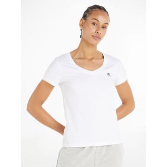 Calvin Klein T-shirt met V-hals en korte mouwen