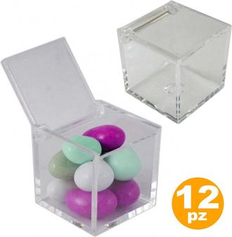 Trade Shop Trade Shop - Set 12 Bomboniera Scatola 5x5x5cm Porta Confetti Comunione Matrimonio Battesimo