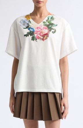 Maison Margiela Flower Graphic T-Shirt in Off White at Nordstrom, Size X-Small