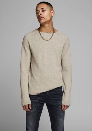 Jack & Jones JJEHILL Einfarbiger Pullover mit angenehmem Tragegef&uuml;hl unifarben, modisch, schmal, Baumwolle, Rundhals