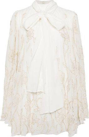 Costarellos floral-embroidered mini dress - women - Polyester/Polyamide/Polyester/Rayon/Silk - 36 - White