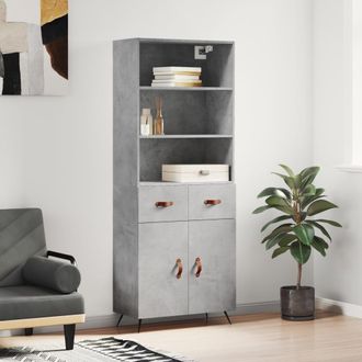 vidaXL Vidaxl - Aparador Alto Madera Contrachapada Gris Hormig&oacute;n 69,5x34x180 Cm