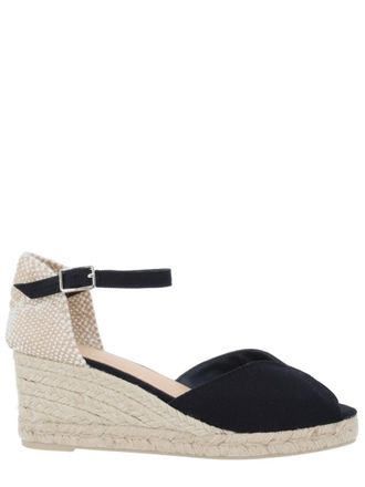 Castaner Black Cotton Espadrille Wedges