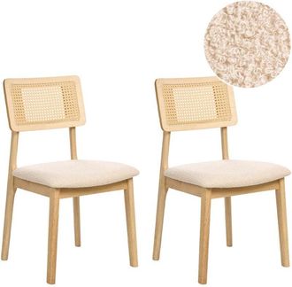 Beliani Set of 2 Dining Chairs EMBAR Wood Light Brown