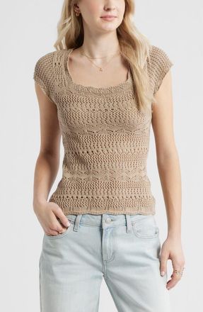 BP. Cotton Pointelle T-Shirt in Tan Savannah at Nordstrom, Size Xx-Small