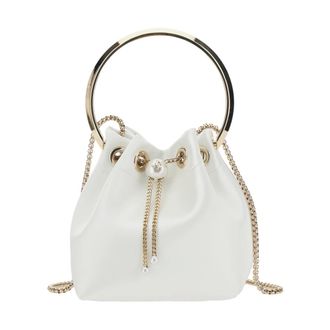 Jimmy Choo London Tassen, Dames, Wit, ONE Size, Leer, Bon Bon Micro Bucket Bag