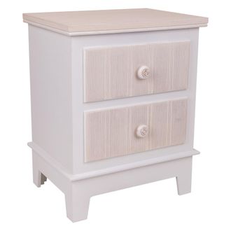 Wanderlust Deco Wanderlust Deco - Mesita De Madera De 2 Caj&oacute;nes Blanco 40x30x50