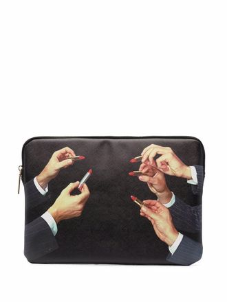 Seletti x Toiletpaper lipstick-print laptop case - unisex - Polyurethane - One Size - Black