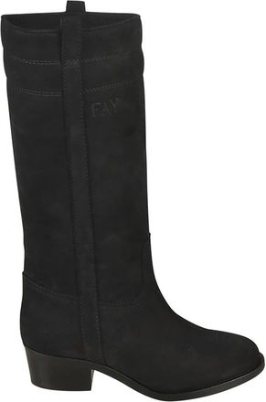 Fay Stijlvolle Hoge Laarzen - Dames - Hoge Laarzen - Zwart - 38 EU - Leer - Schoenen