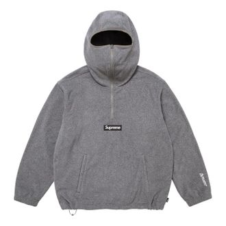 SUPREME FW25 Polartec Face Mask Half Zip Hooded Sweatshirt Grey SUP-FW25-064-GRY