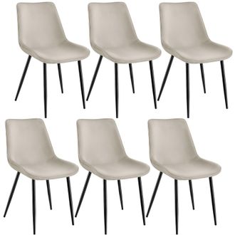 TecTake Dining Chair Monroe Set Of 6 - Cream | Size: 6 Pack