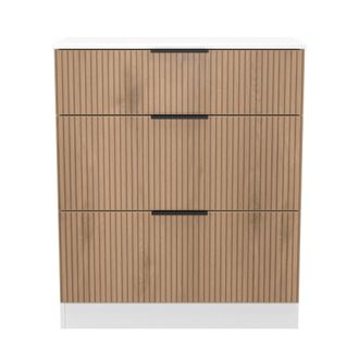 Lewis's Java 3 Drawer Deep Chest in Slatted Effect / White - Ready Assembled - Lewiss Home | TJ Hughes