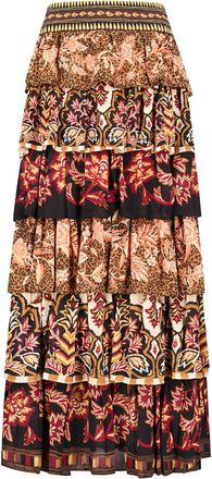 Farm Rio Gonna lunga con ruches - Marrone