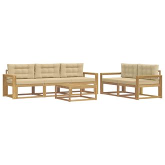 vidaXL Conjunto De Sof&aacute;s De Exterior Con Coj&iacute;n 6 Pcs Y Beige Vidaxl