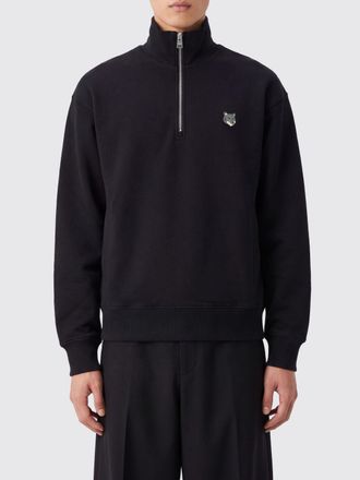 Maison Kitsun&eacute; Felpa in cotone con mezza zip e logo Chillax Fox