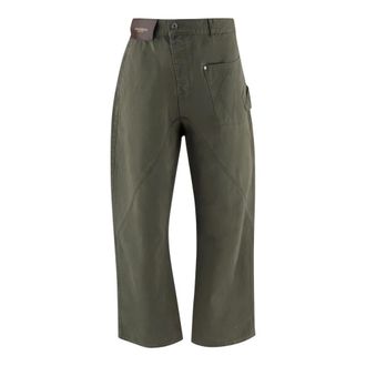 J.W.Anderson Wide Trousers, male, Green, Size: W30 Jeans with Logo Patch