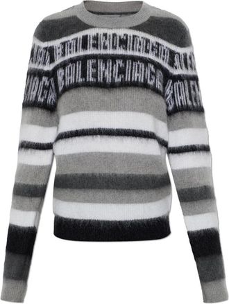 Balenciaga Jersey de cuello redondo a rayas - Knitwear - Mujer - Gris - XS