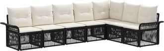 vidaXL Conjunto De Sof&aacute;s De Jard&iacute;n 7 Uds. Negro Rat&aacute;n Sint&eacute;tico Vidaxl