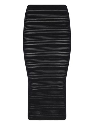 Andreadamo Black Semi-Transparent Ribbed Maxi Skirt