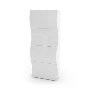 Dmora Zapatero Ddelig, Mueble Multiusos Con 4 Puertas, Zapatero De Entrada, 100% Made In Italy, Cm 71x27h162, Blanco Brillante - Dmora