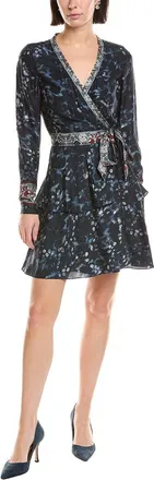 Marchesa Printed V-Neck Mini Wrap Dress