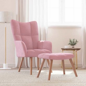 vidaXL Sill&oacute;n De Relax Con Taburete Terciopelo Rosa Vidaxl