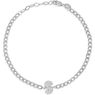 SHYMI Half Pav&eacute; & Half Fluted Initial Pendant Bracelet in Silver at Nordstrom