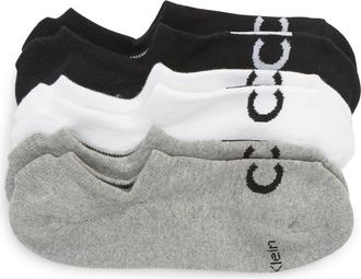 Calvin Klein 3-Pack Micro Cushion No-Show Socks in Grey Heather/White/Black at Nordstrom