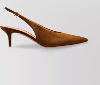 Gianvito Rossi suede stiletto heel pumps with ribbon buckle